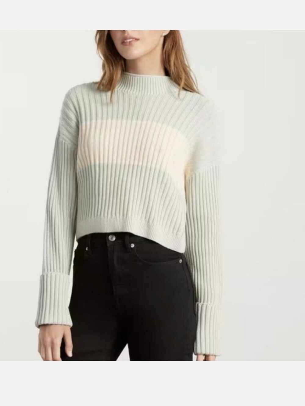 Light Mint Ribbed Mock Neck Sweater - Price Is Firm